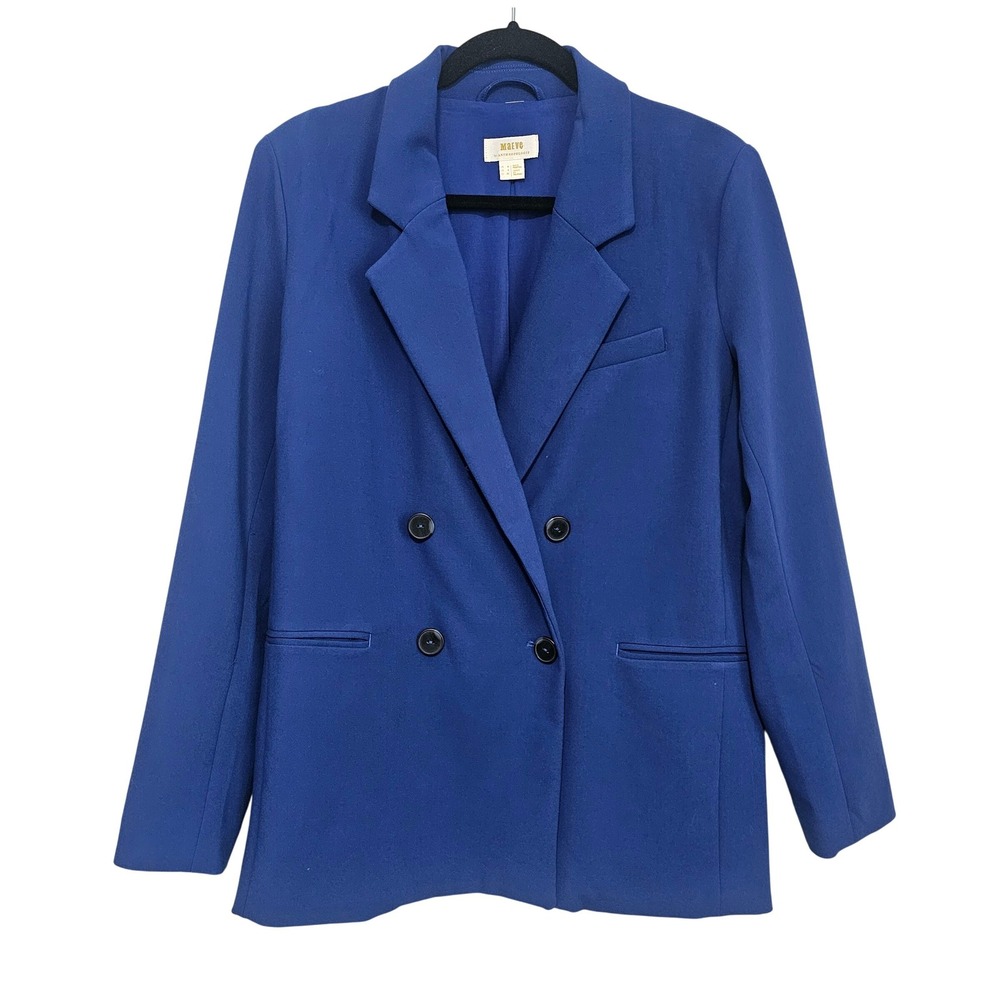 Maeve Anthropologie 4‎ Cobalt Blue Double Breasted BlazerTailored Professional